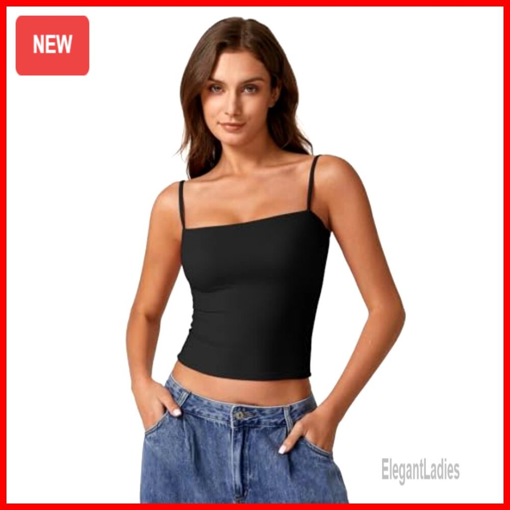 Double Lined Adjustable Spaghetti Strap Tank Top … - image 2